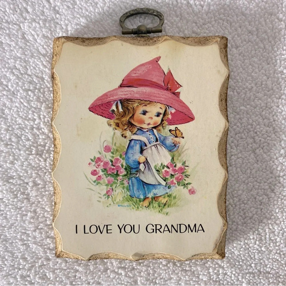 Vintage Paula Cutes Aarco Saxon Ltd Innocence Mini Wooden Plaques X2 - Picture 5 of 12